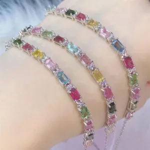 12 Pieces Of Natural Tourmaline Bracelet With Fire Colors