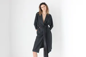 80s Washed Silk Relaxed 'Trench Coat' Dress