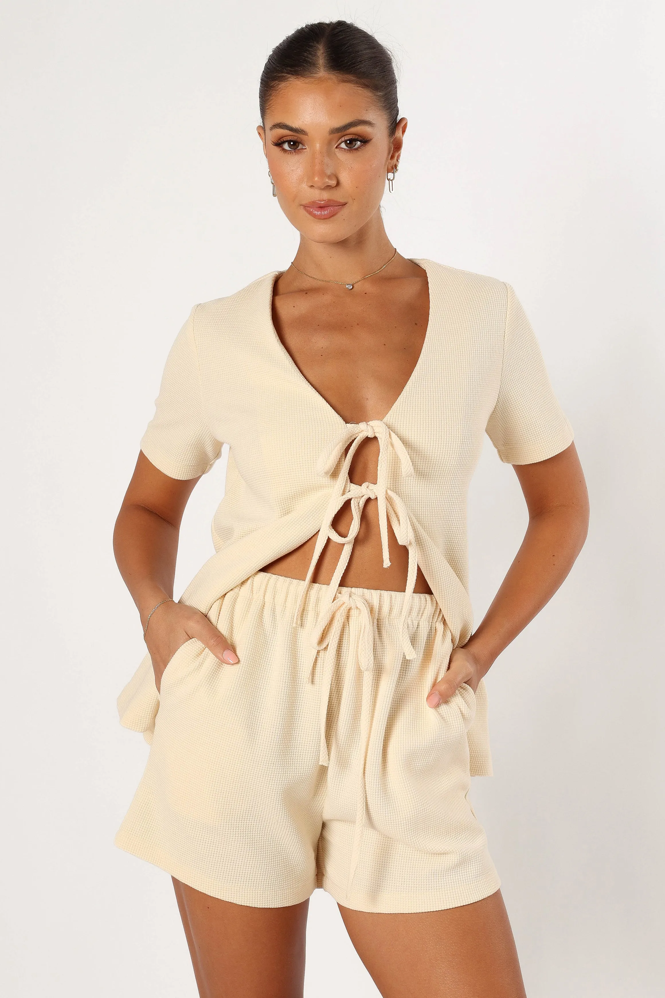 Adelaide Waffle Knit Short - Butter Yellow