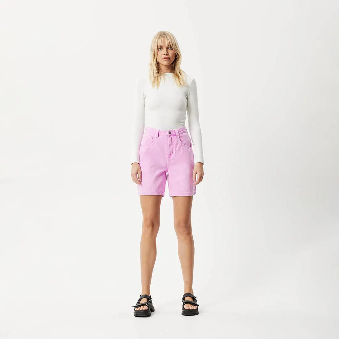 AFENDS Womens Emilie - Denim Carpenter Shorts - Faded Candy