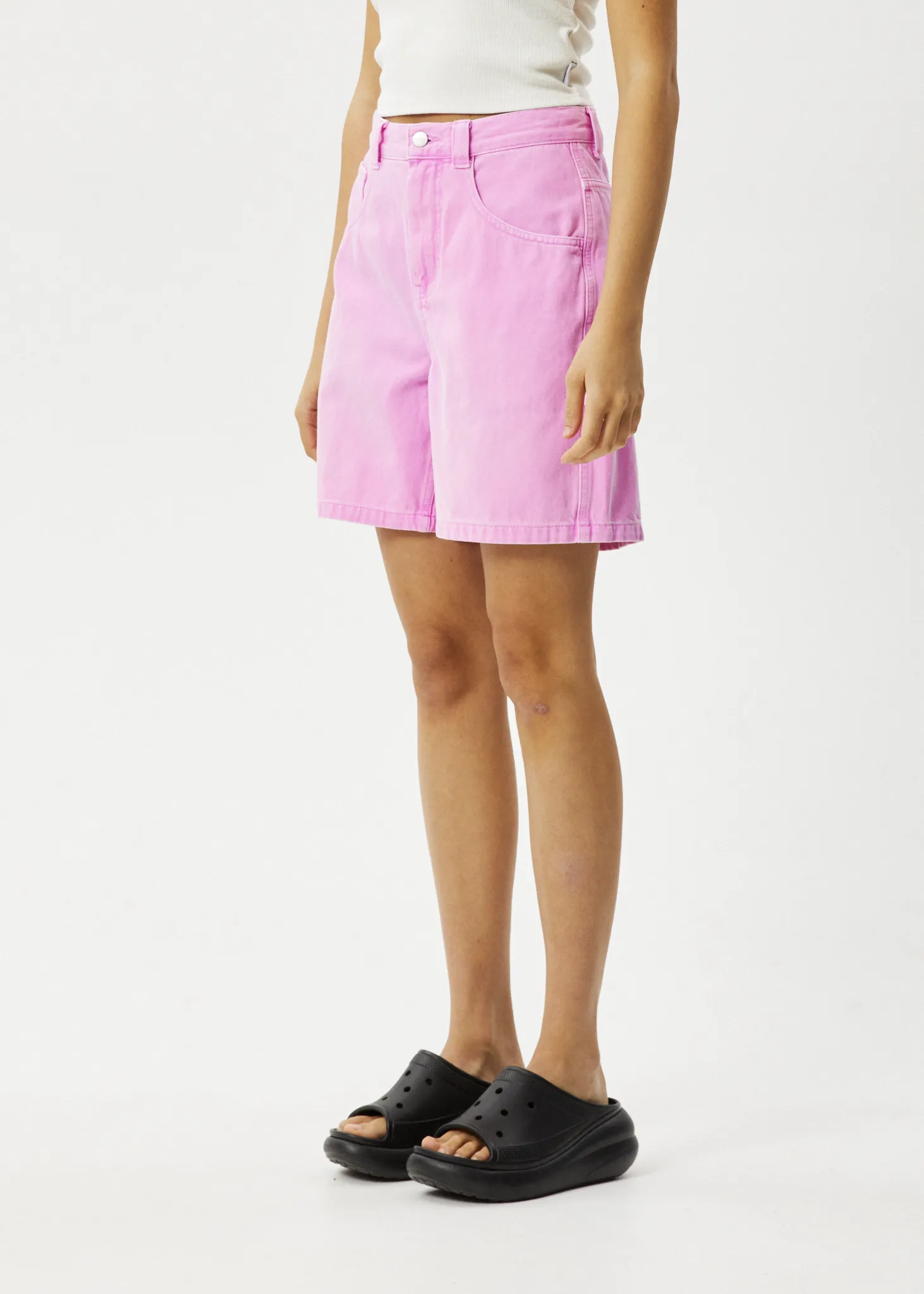 AFENDS Womens Emilie - Denim Carpenter Shorts - Faded Candy