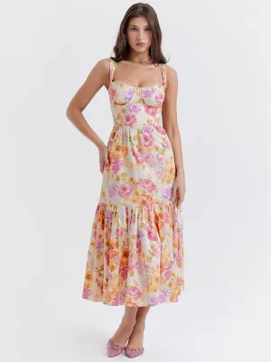 Angela Spaghetti Strap Backless A-line Midi Dress
