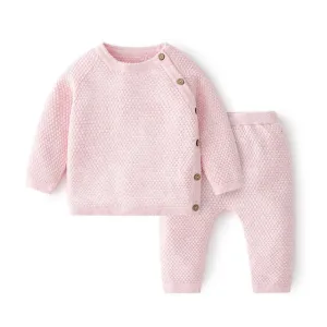 Baby Girl Clothes Set - Knitted Lounge Set - Pink