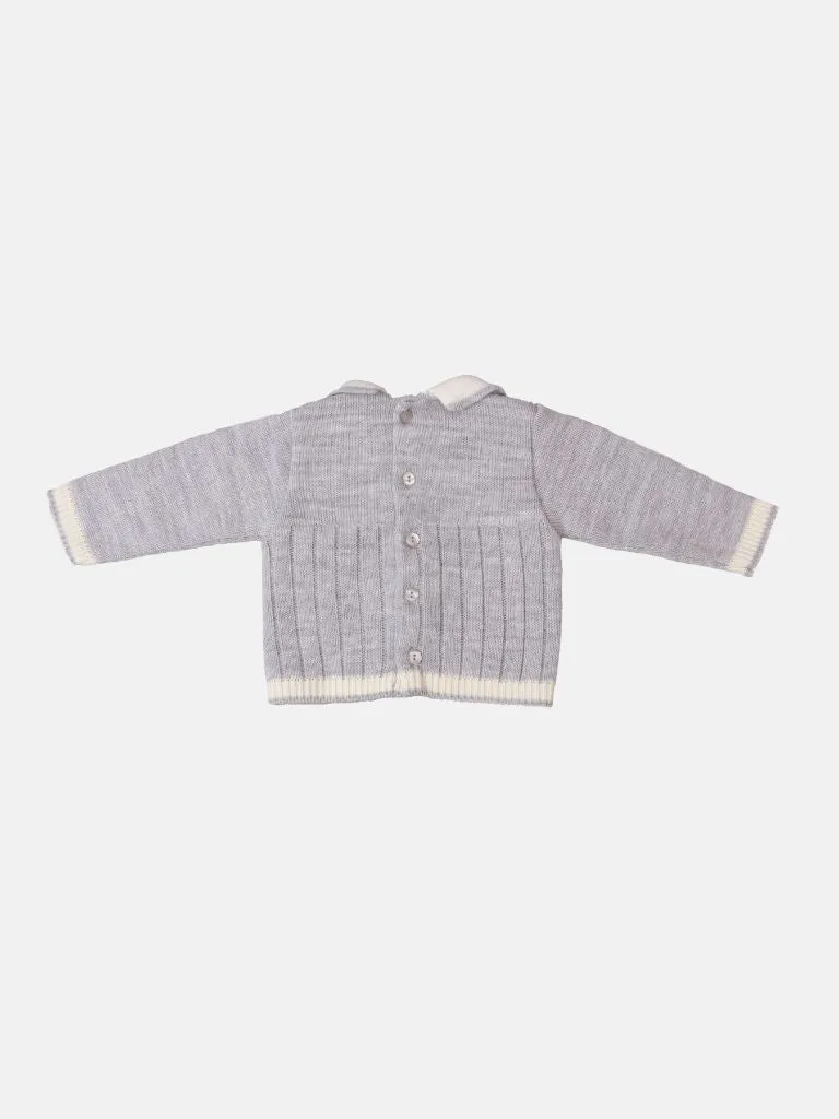 Baby Unisex 3-piece Line textured Knitted Gift Box Set - Grey