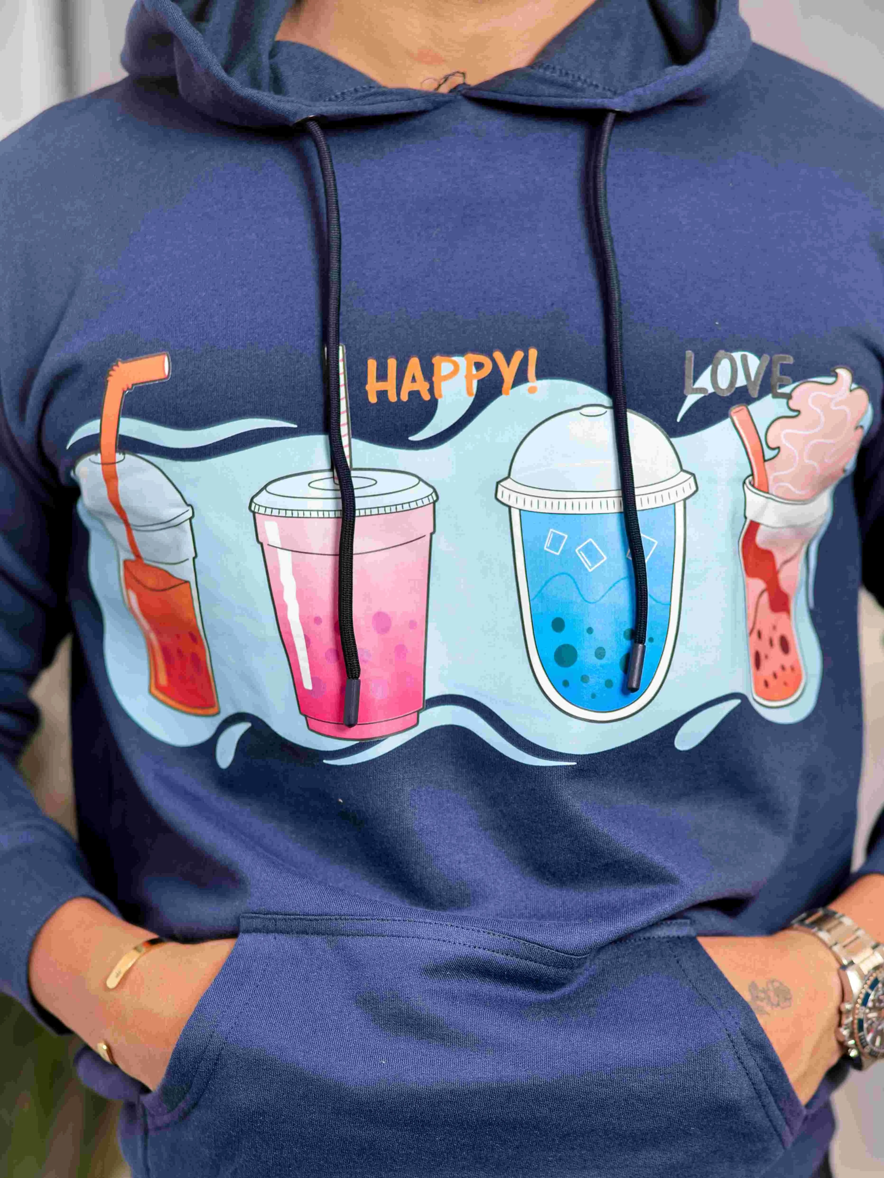 Blue Cotton Full Sleeve Hoodie