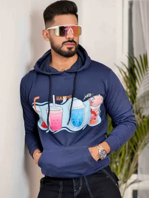 Blue Cotton Full Sleeve Hoodie