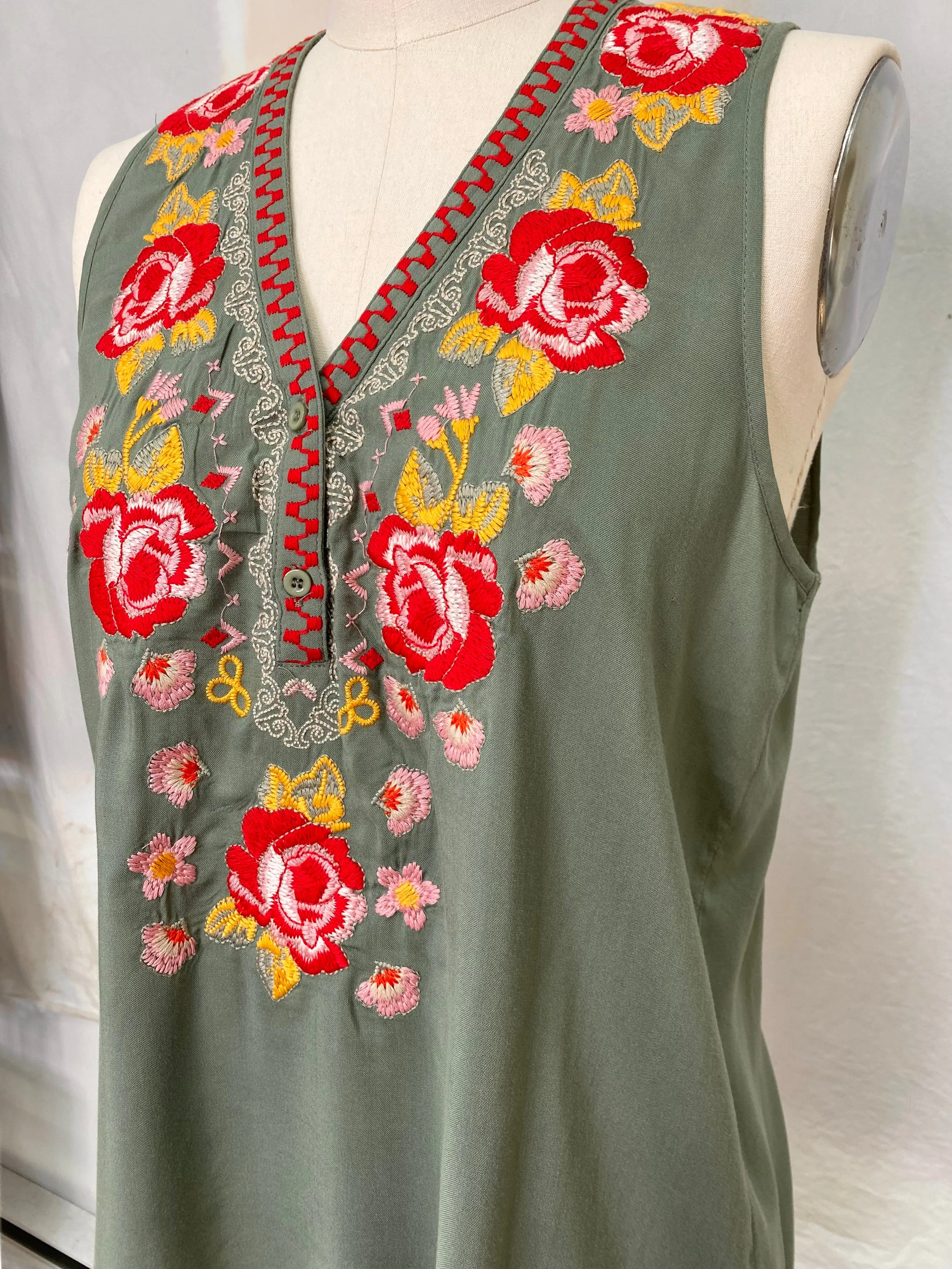 Blue Rain embroidered sleeveless top