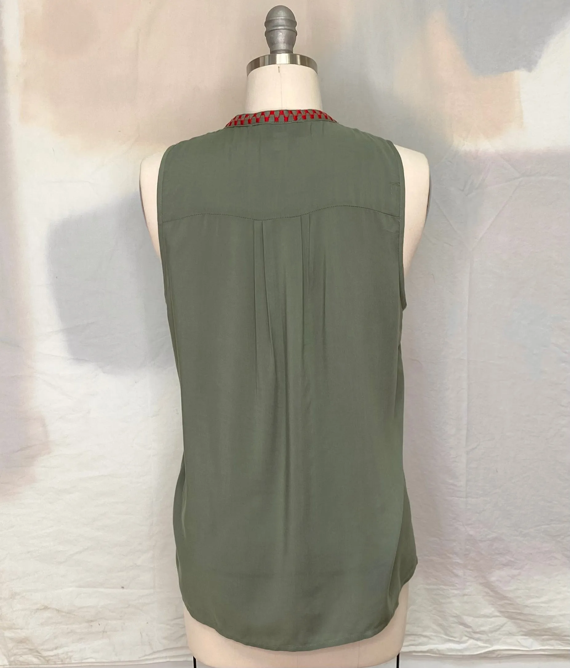 Blue Rain embroidered sleeveless top