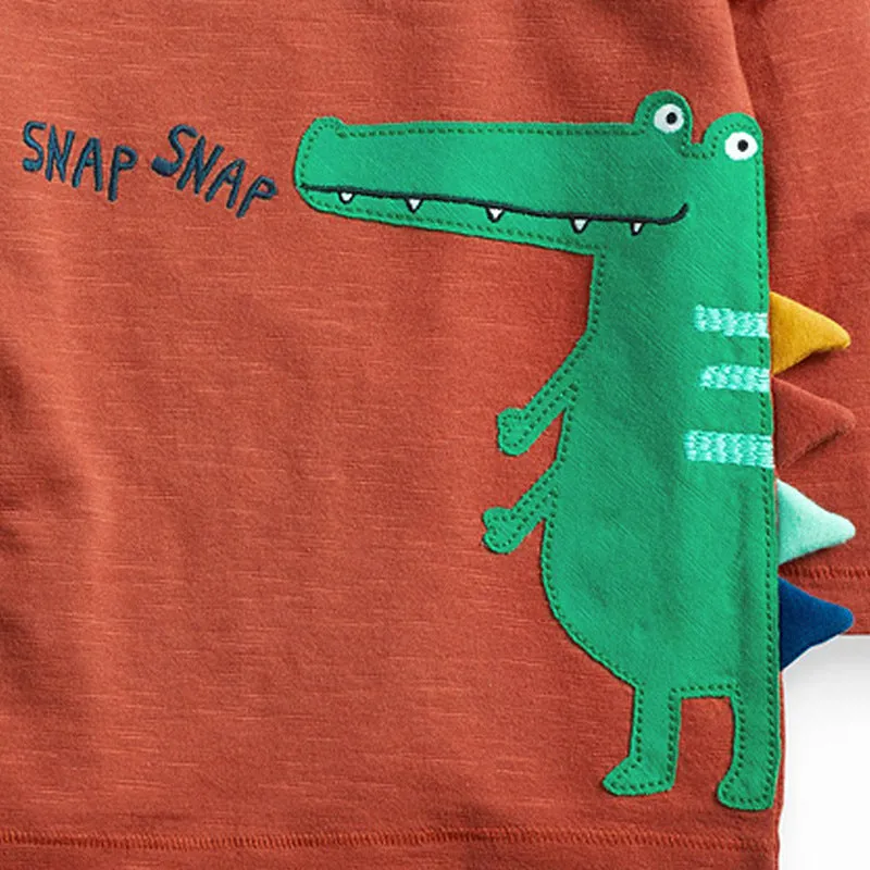 Boys’ Knitted Cotton T-Shirt with Crocodile Graphic – Fun & Comfy