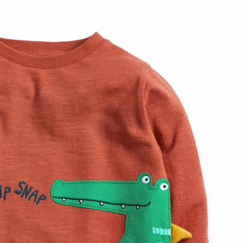 Boys’ Knitted Cotton T-Shirt with Crocodile Graphic – Fun & Comfy
