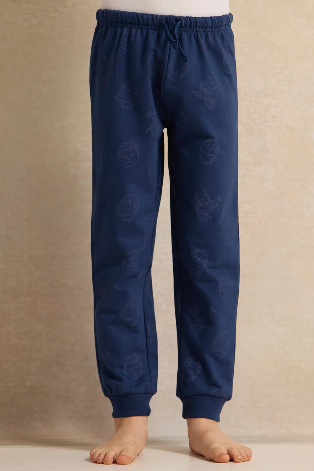 Boys Navy Avengers Printed Pajama Set (2 Piece)