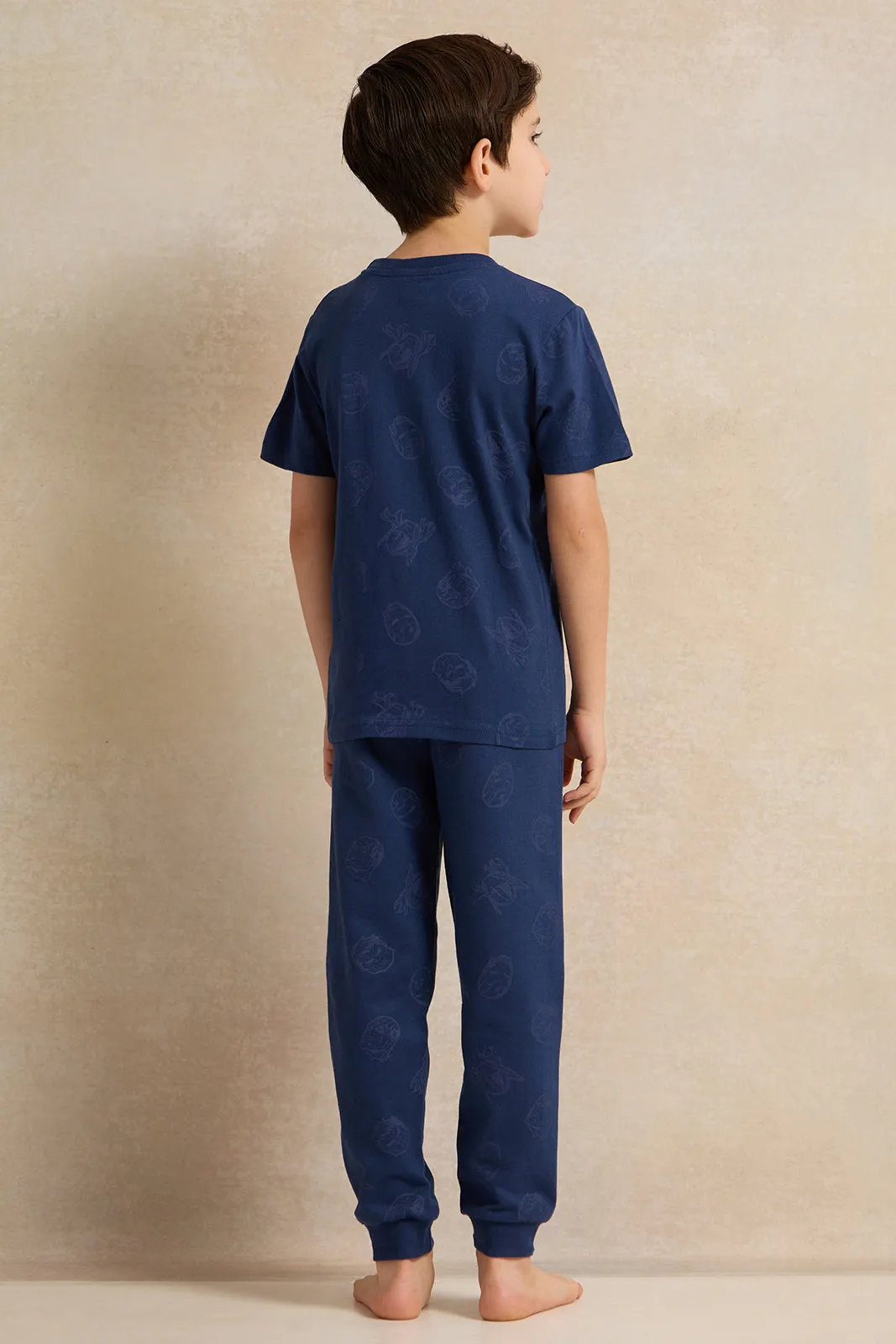 Boys Navy Avengers Printed Pajama Set (2 Piece)