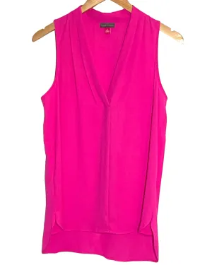 Bright Spring Fuchsia Sleeveless V-neck Blouse