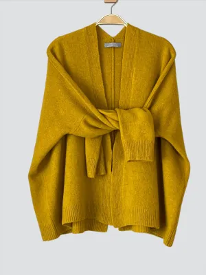 Cardigan edge to edge boxy style mustard yellow (no buttons) - Made to Order