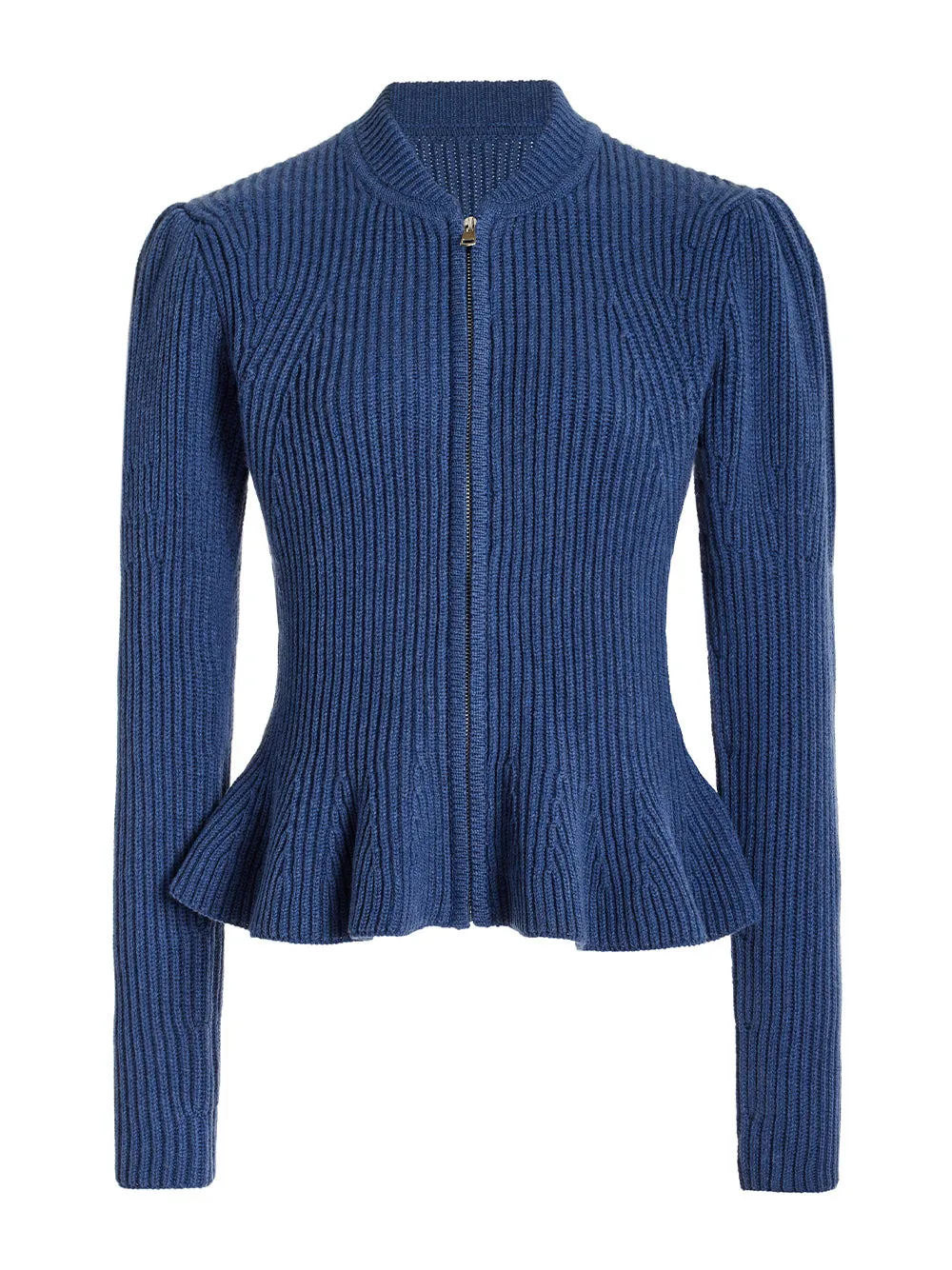 Carrol Peplum Zip-Up Cardigan