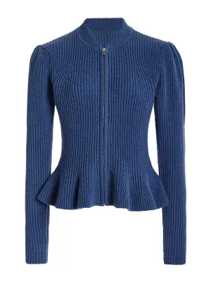 Carrol Peplum Zip-Up Cardigan