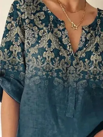 Casual Loose Fit V-Neck Blouse