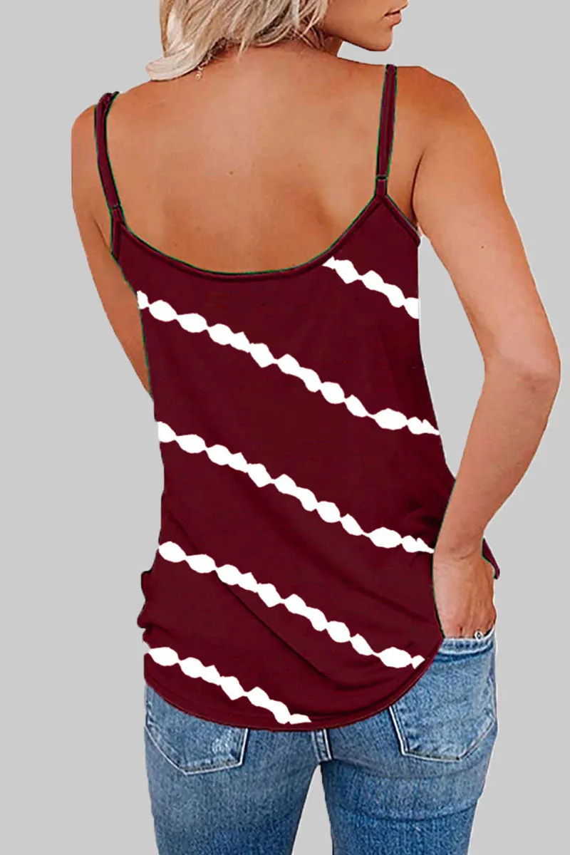 Casual Striped Print V Neck Tops(6 Colors)
