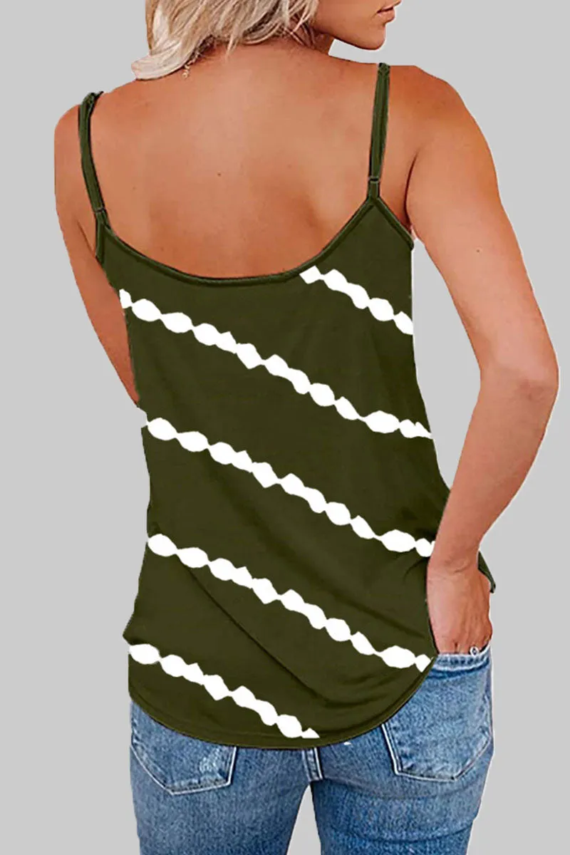 Casual Striped Print V Neck Tops(6 Colors)