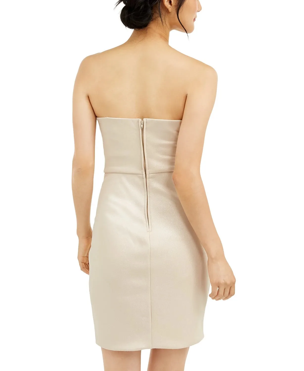 City Studios Juniors' Strapless Wrap-Skirt Dress Gold - Size 1