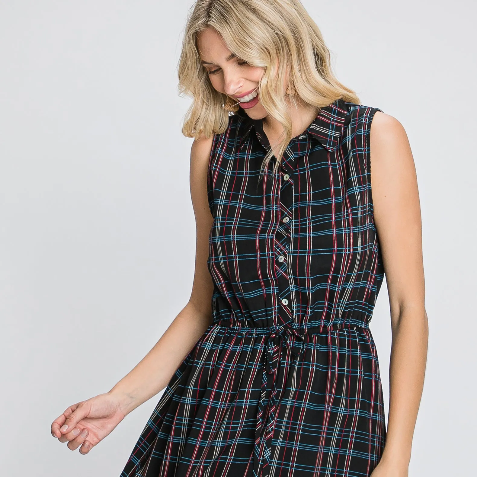 Collar Sleeveless Midi Dress