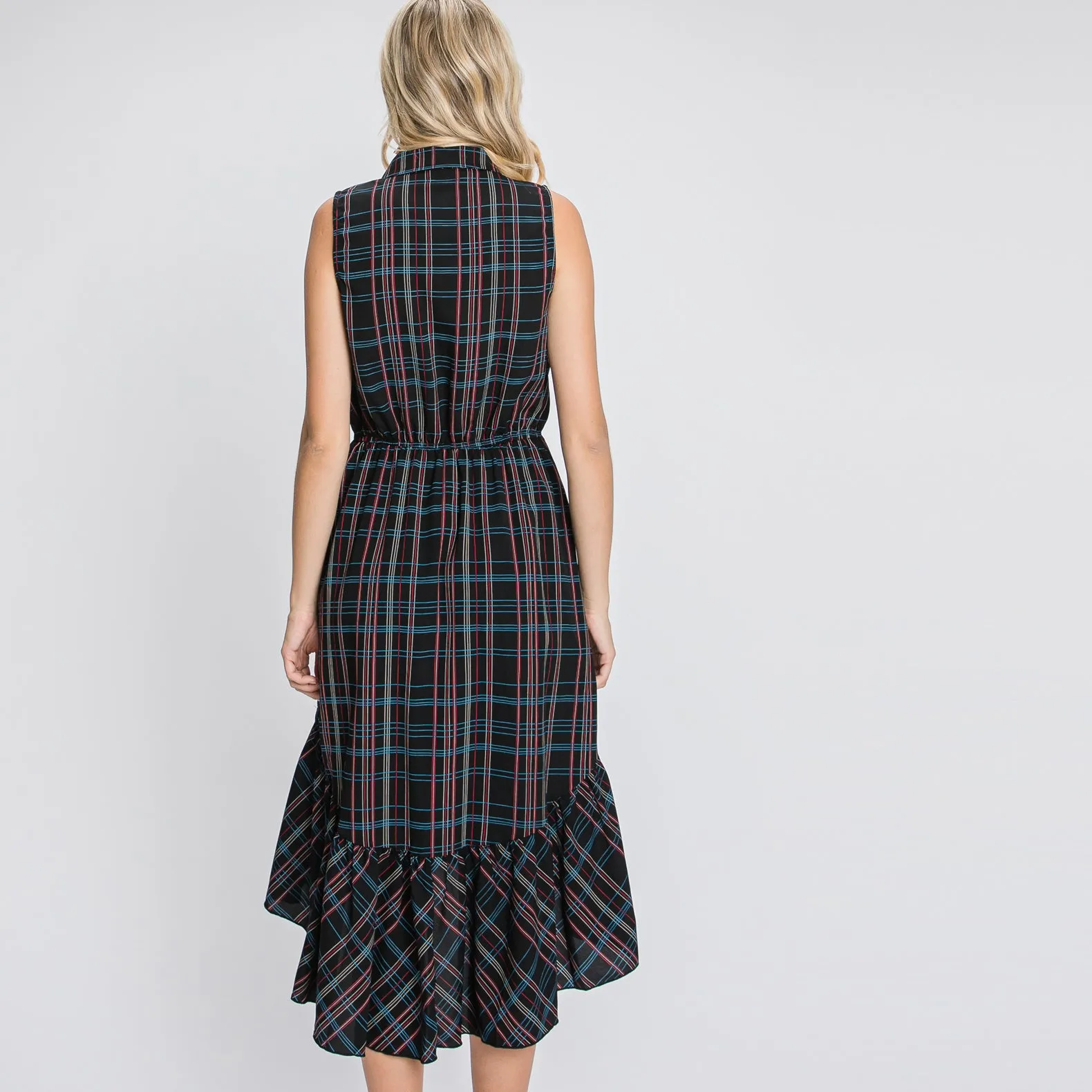 Collar Sleeveless Midi Dress
