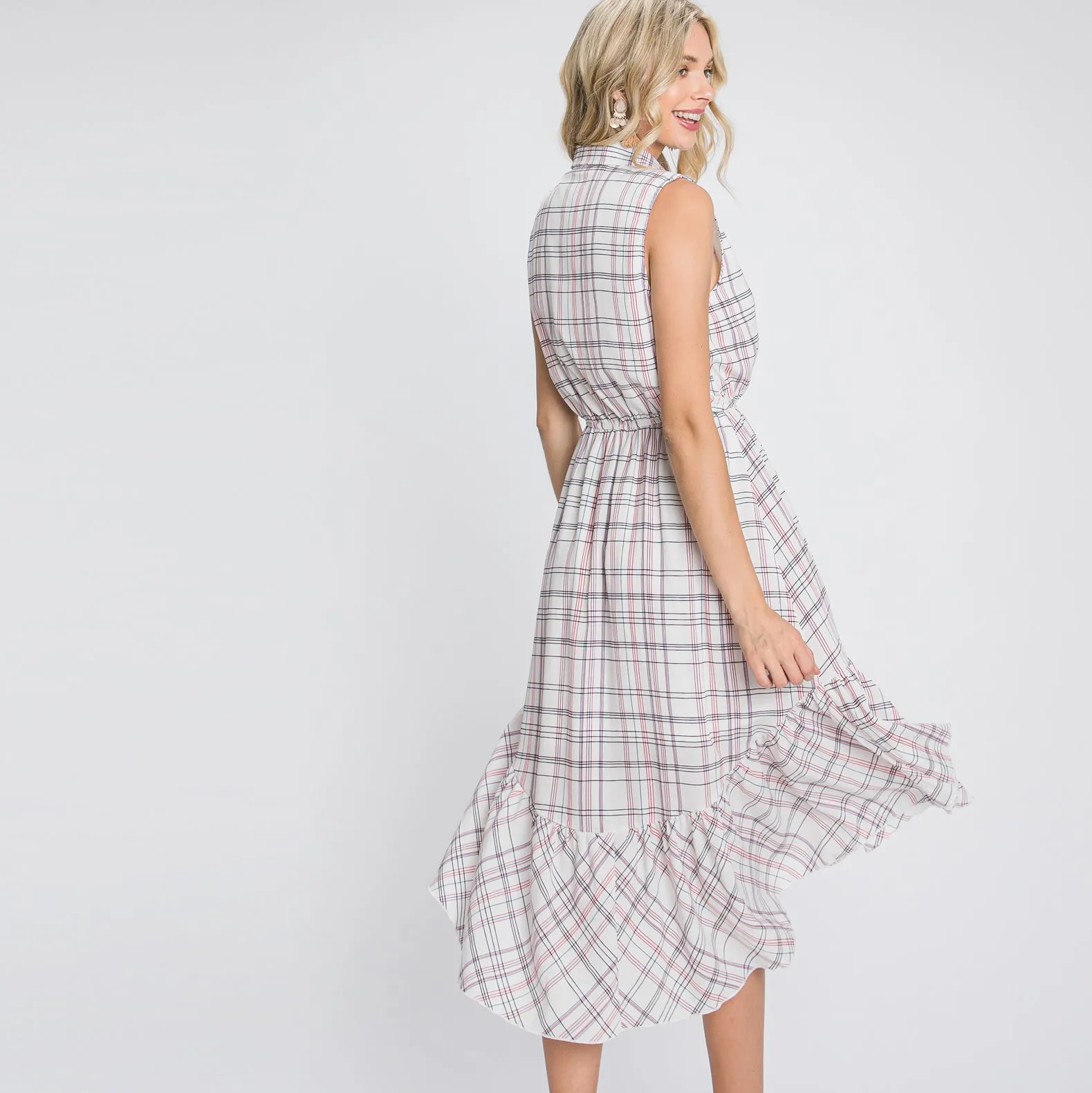 Collar Sleeveless Midi Dress