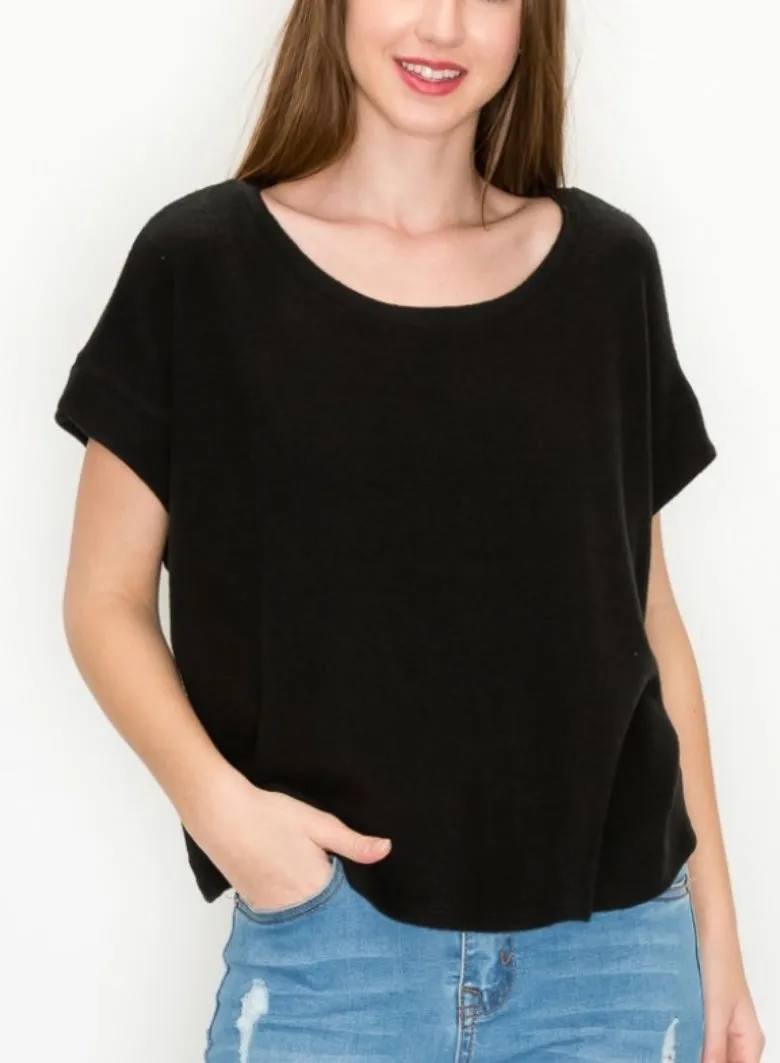 Comfy Long open front cardigan in our black comfy brushed Jersey
