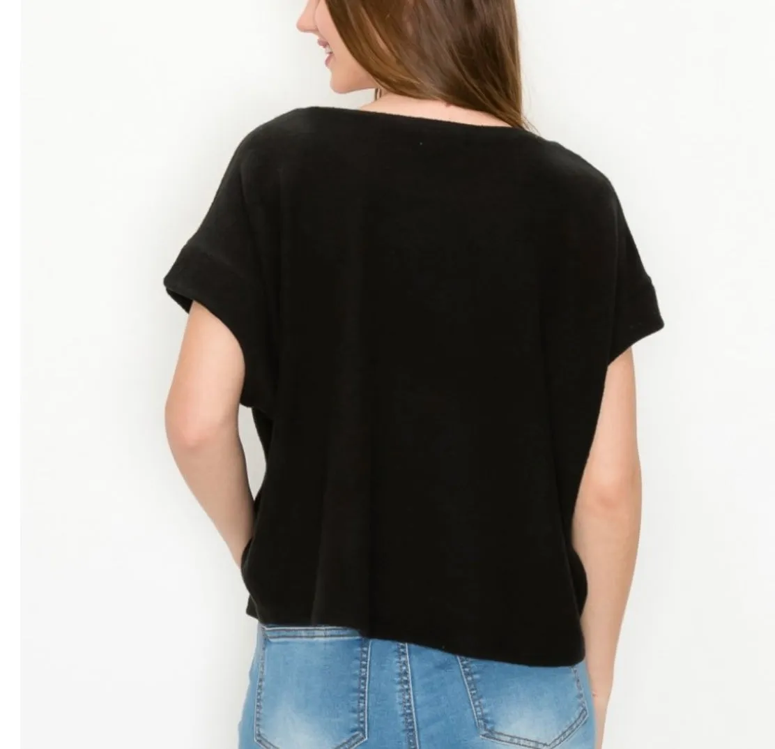 Comfy Long open front cardigan in our black comfy brushed Jersey
