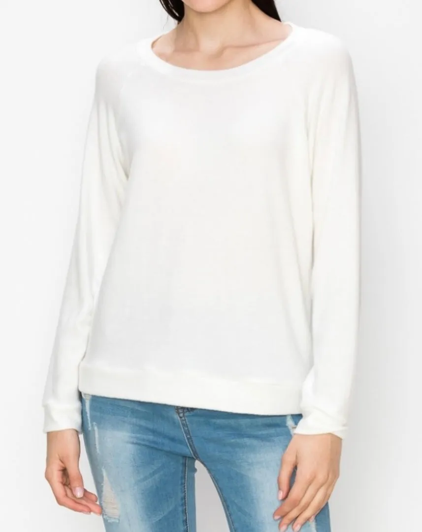 Comfy top with raglan sleeves top In our mocha stars print comfy brushed Jersey