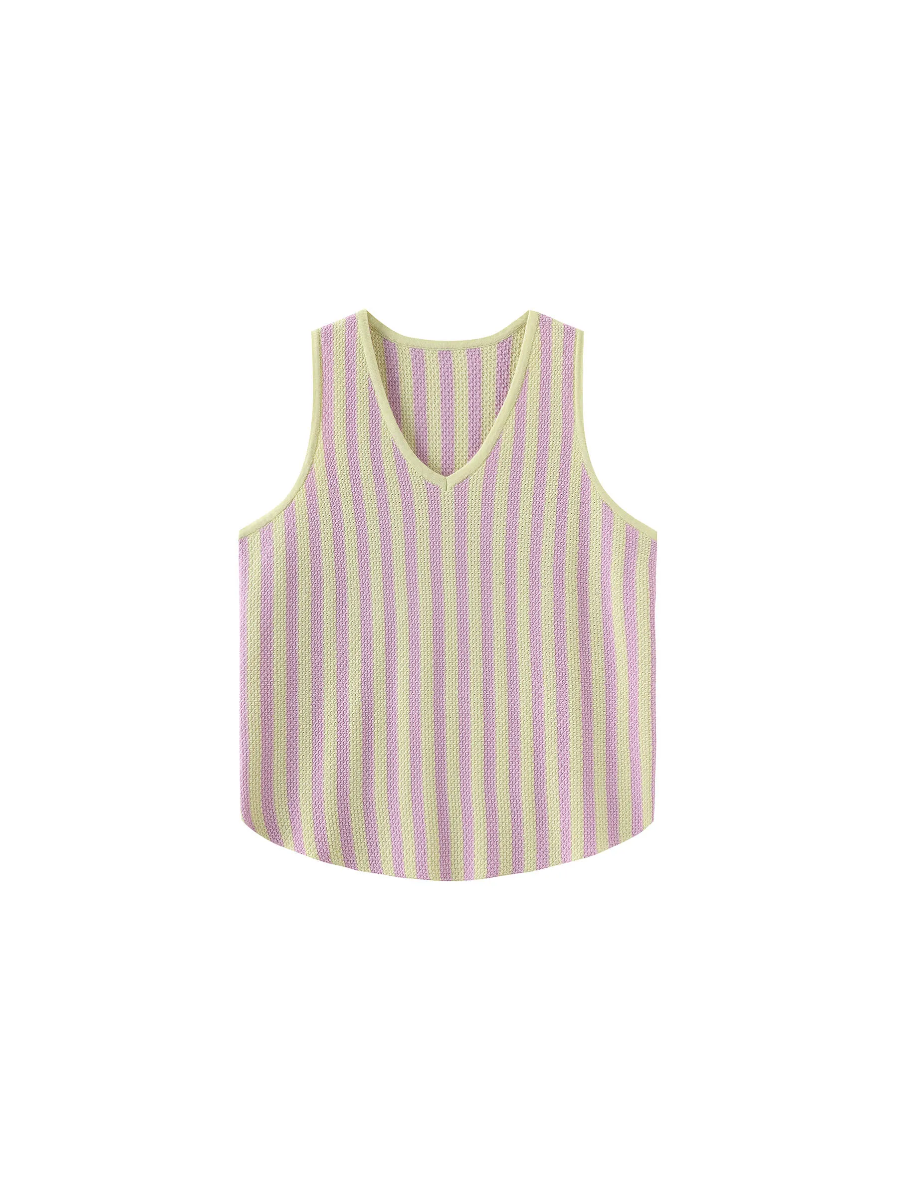 Contrast Color V-neck Loose Knit Tank Top