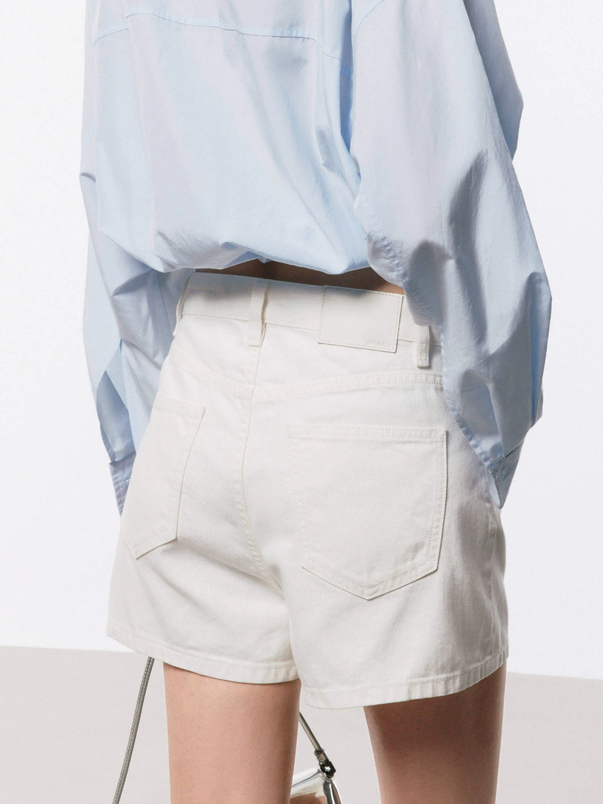 Cotton Blend Denim Shorts