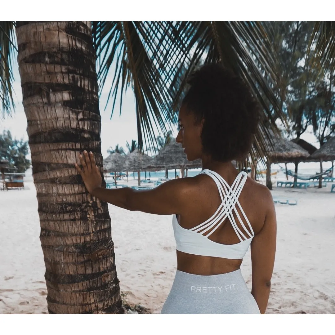 Cross Back Sports Bra - White