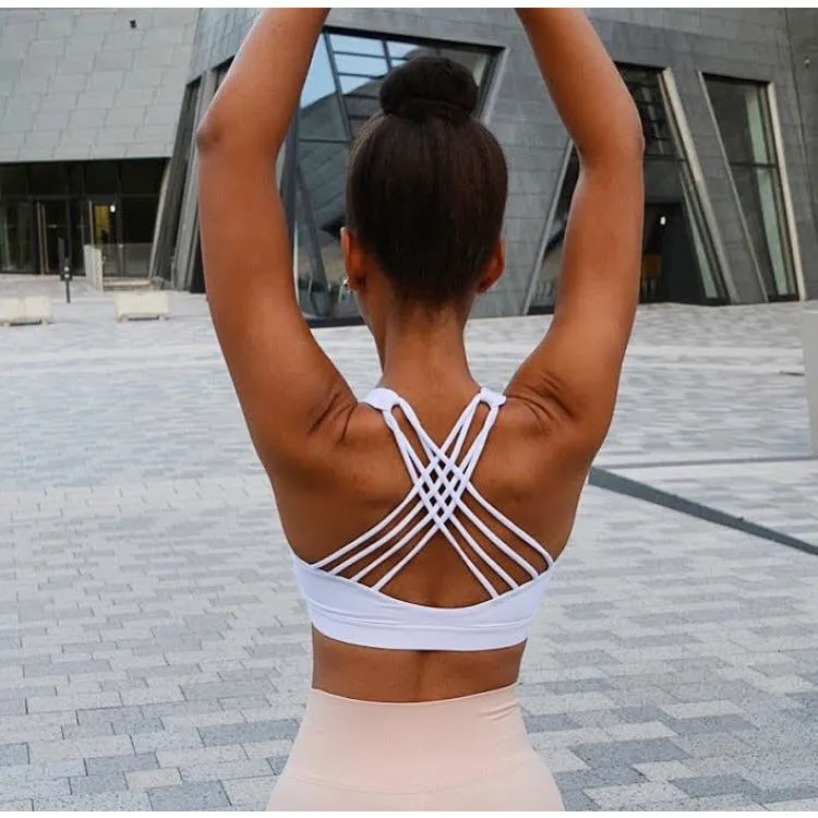 Cross Back Sports Bra - White