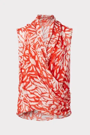Dasia Ikat Lurex Chiffon Surplice Top