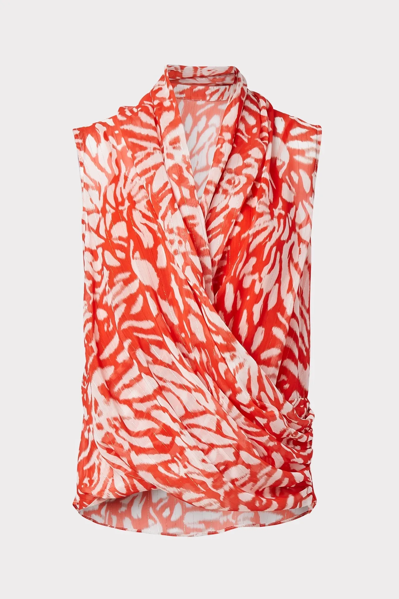 Dasia Ikat Lurex Chiffon Surplice Top