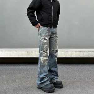 Distressed Flared Slim Fit Jeans