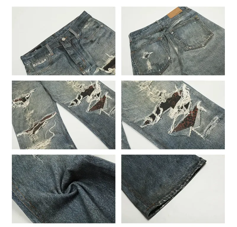 Distressed Flared Slim Fit Jeans