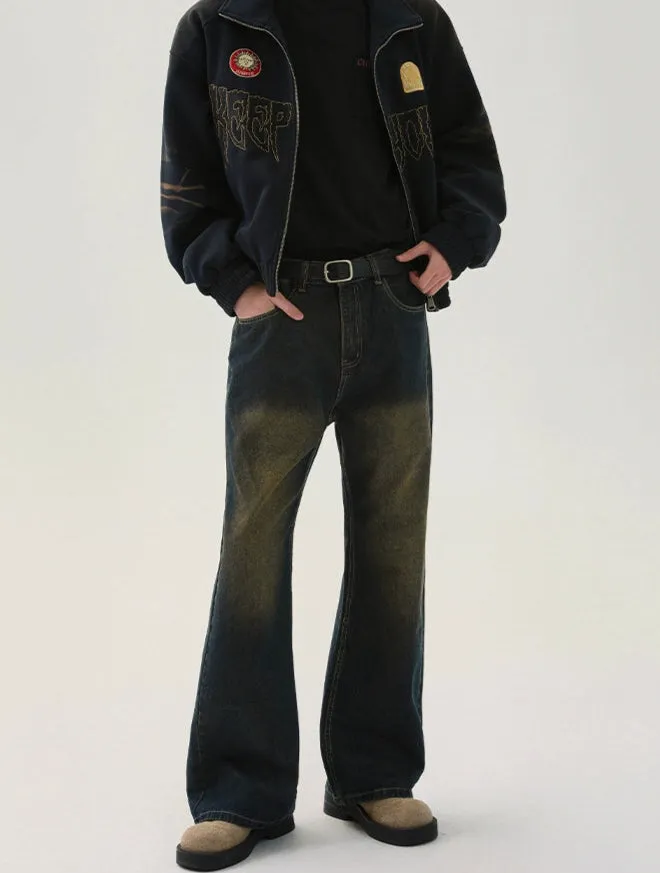 Distressed Slim Fit Flared Jeans