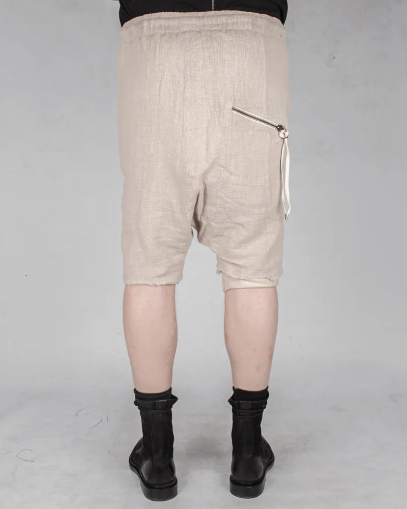 Double layered knitted linen shorts sand