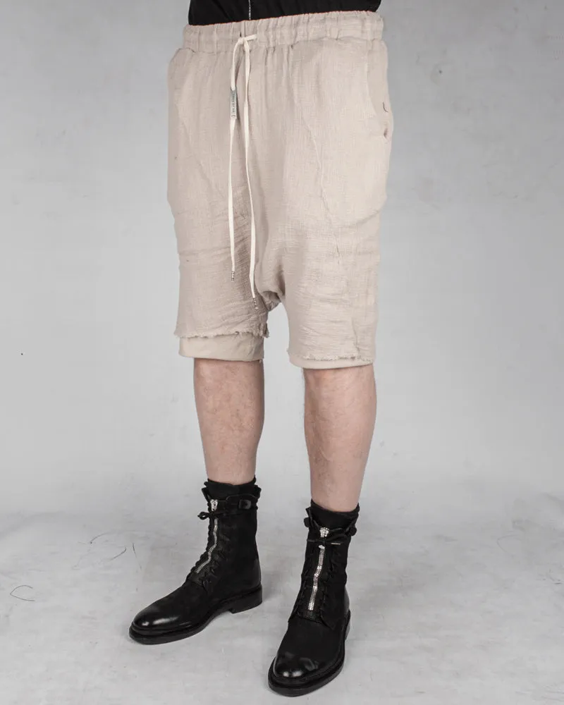 Double layered knitted linen shorts sand