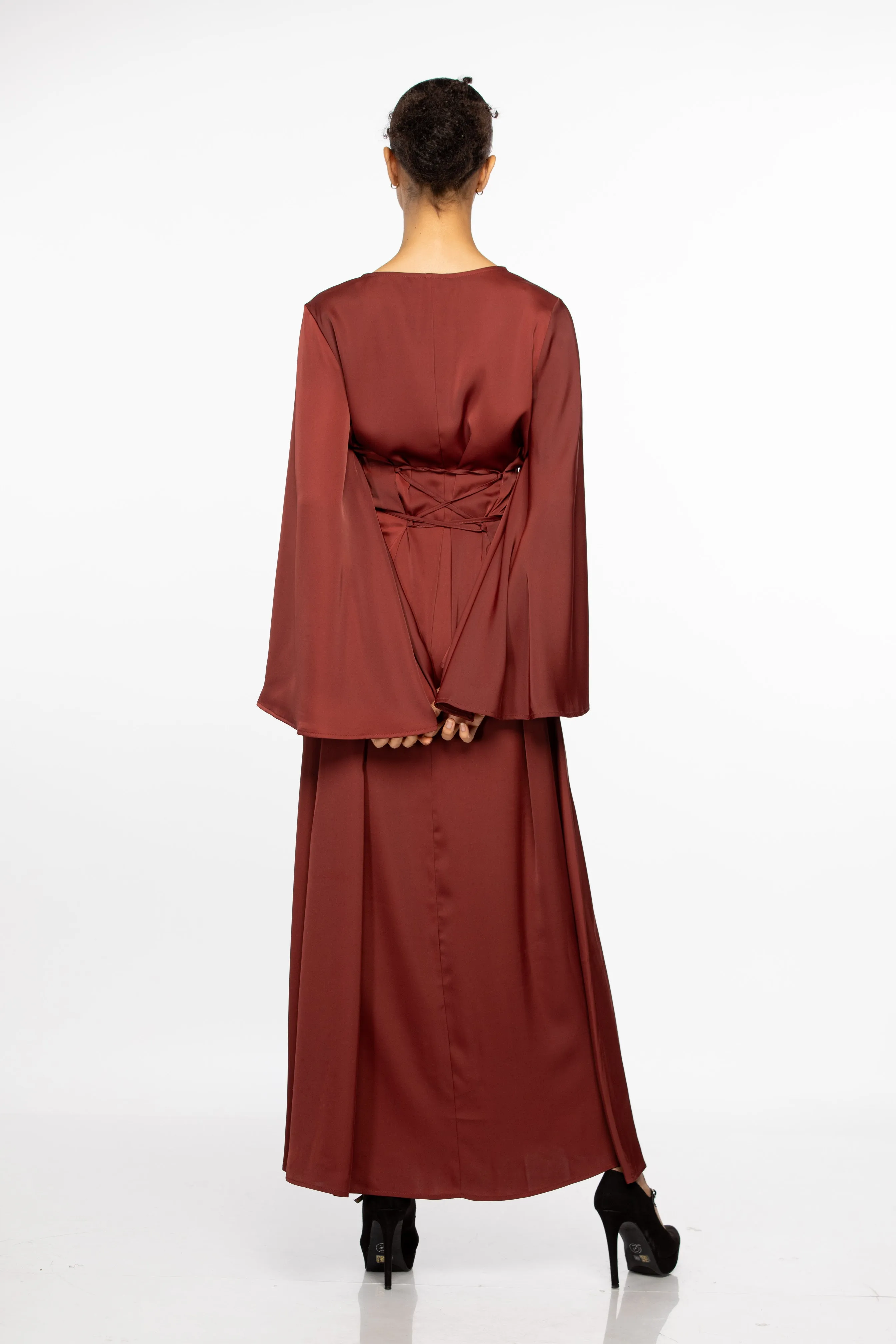 Elhora Wide-sleeve Maxi - Maroon