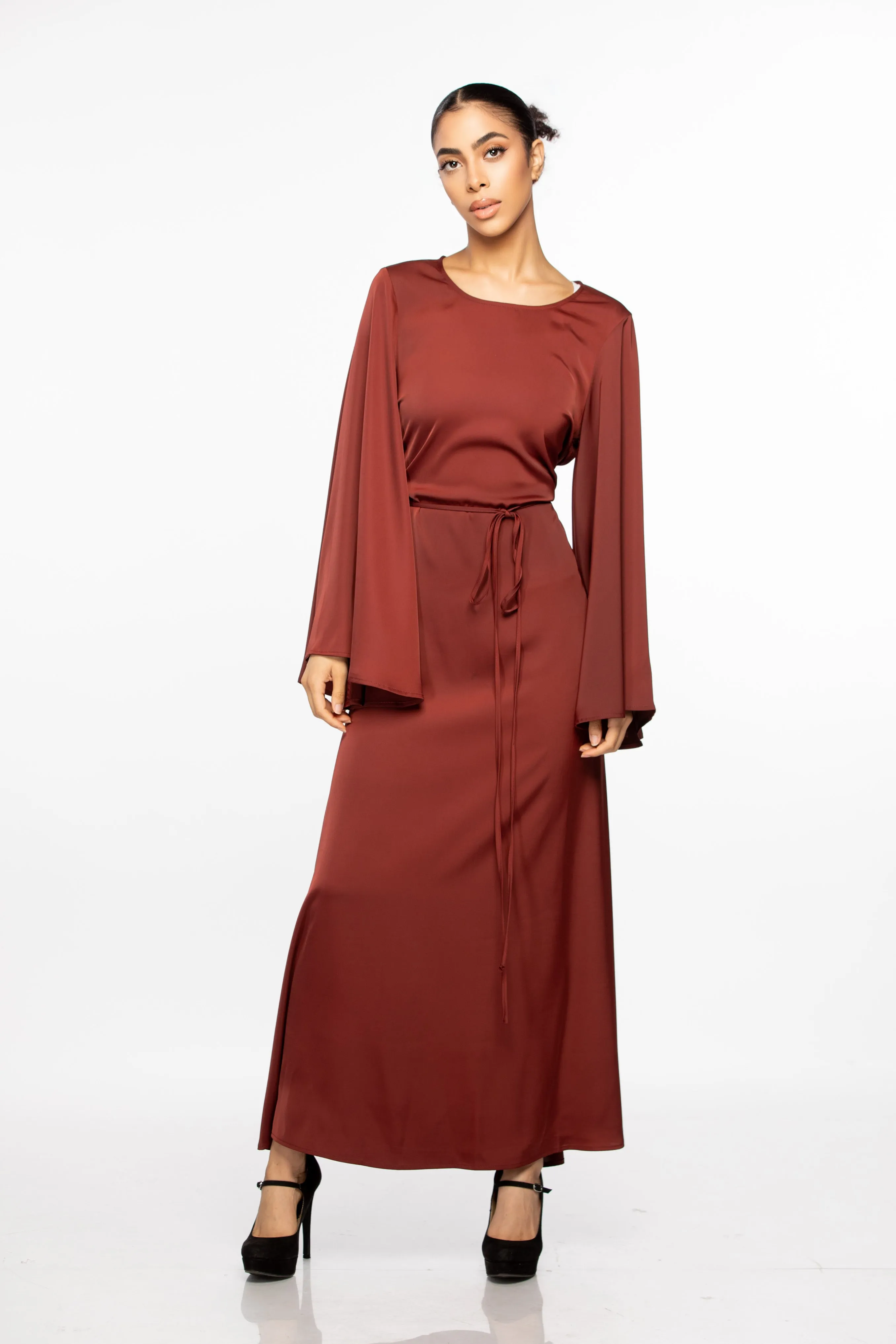 Elhora Wide-sleeve Maxi - Maroon