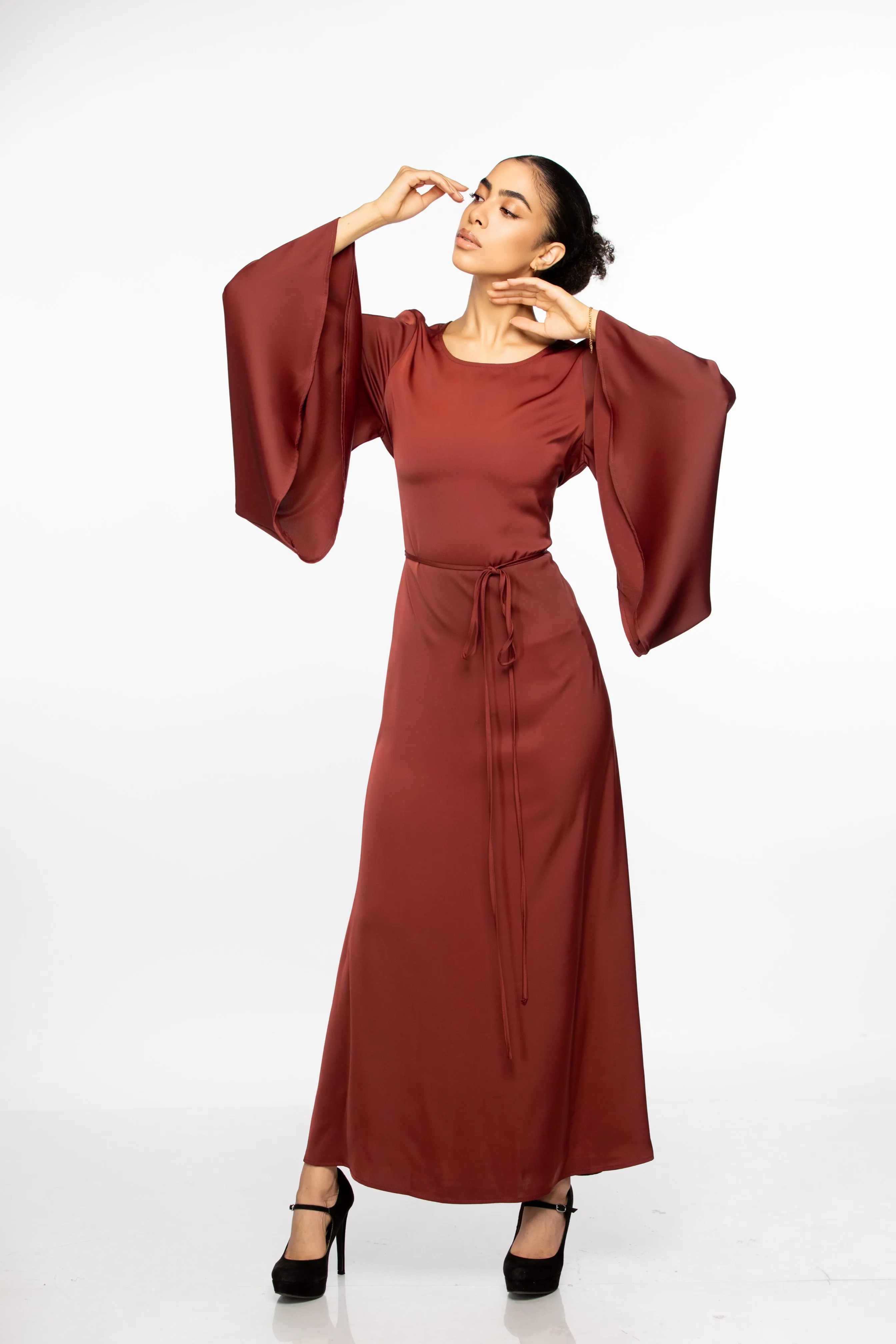 Elhora Wide-sleeve Maxi - Maroon