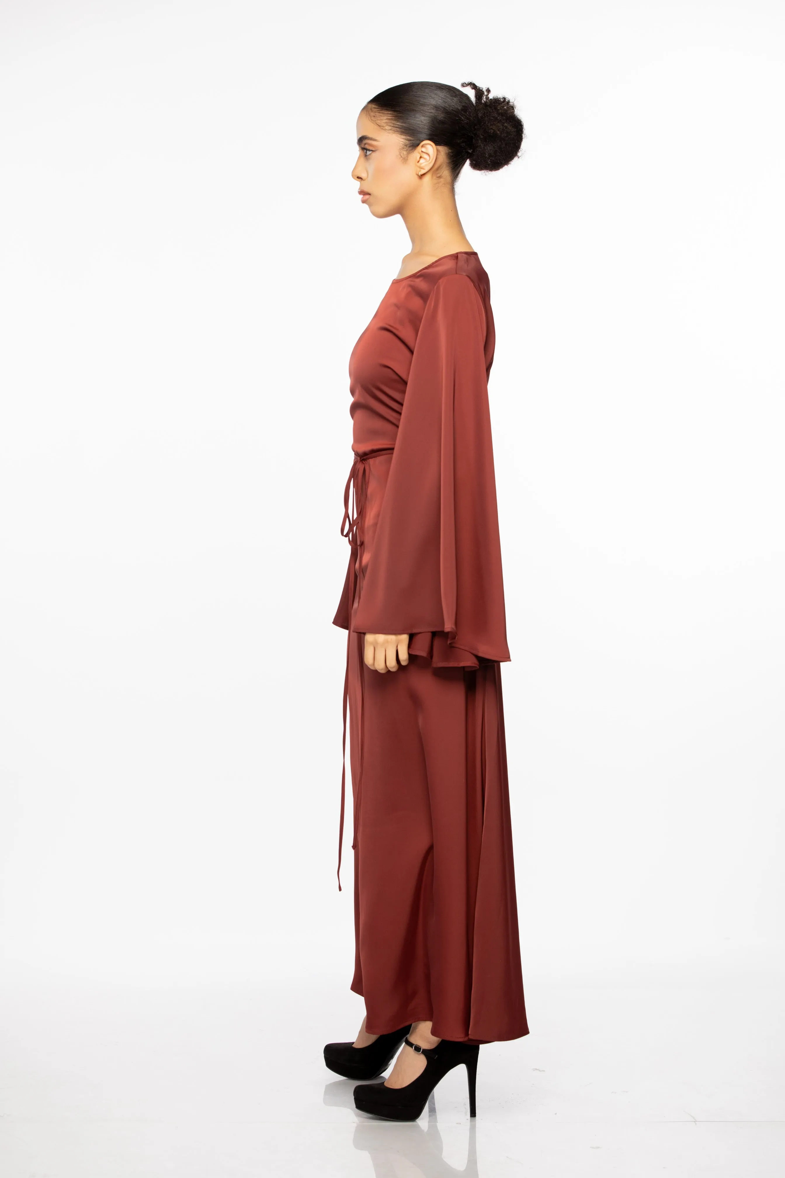 Elhora Wide-sleeve Maxi - Maroon