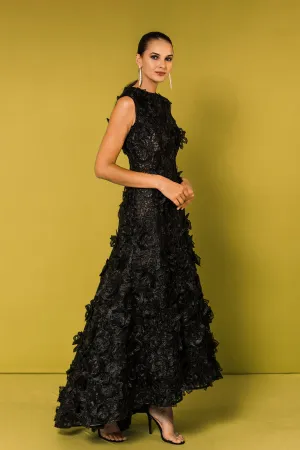 Embroidered Midi Dress with Floral Motifs