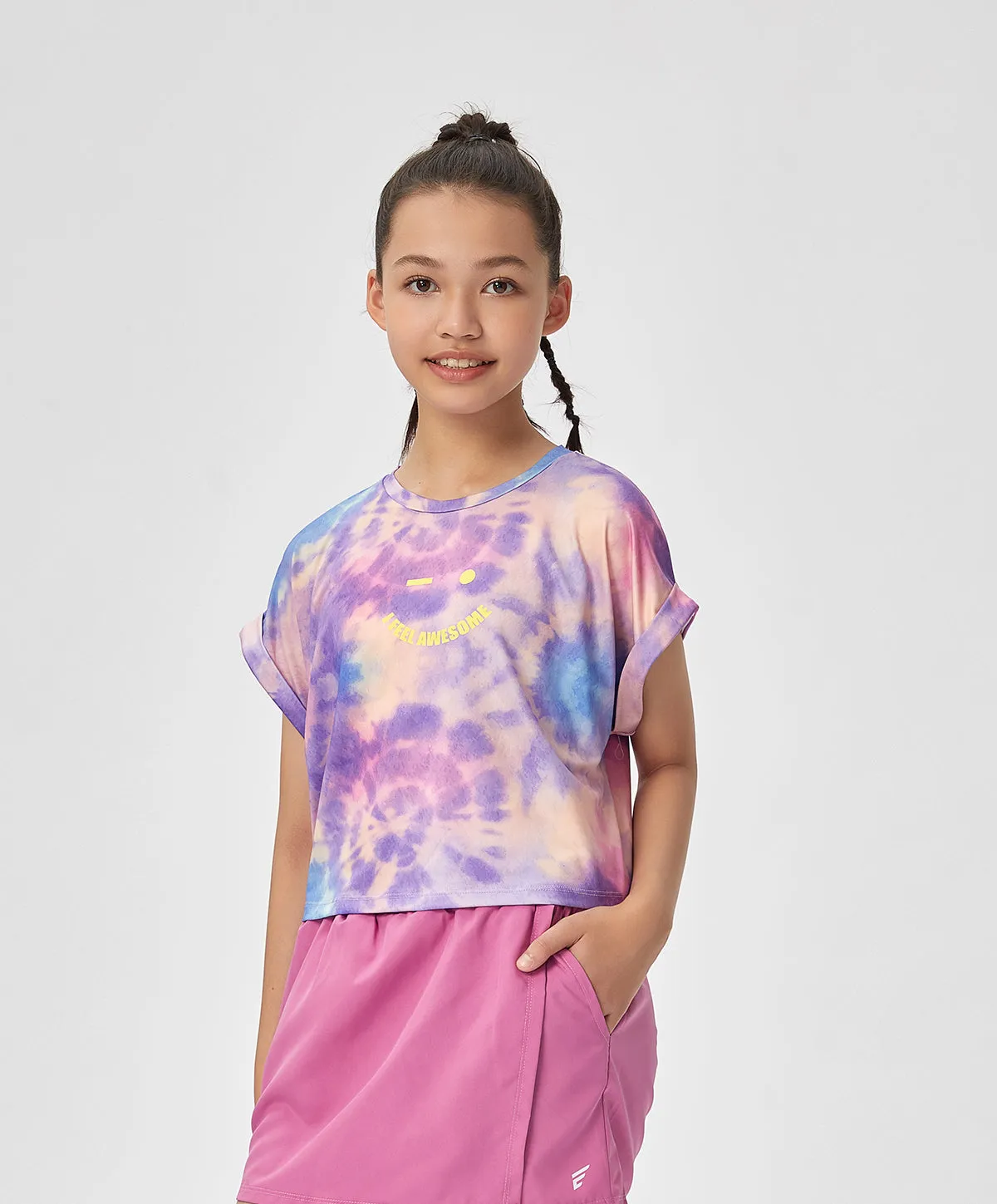 Energized Junior Artletes Printed Cropped Tee with Smiley Face