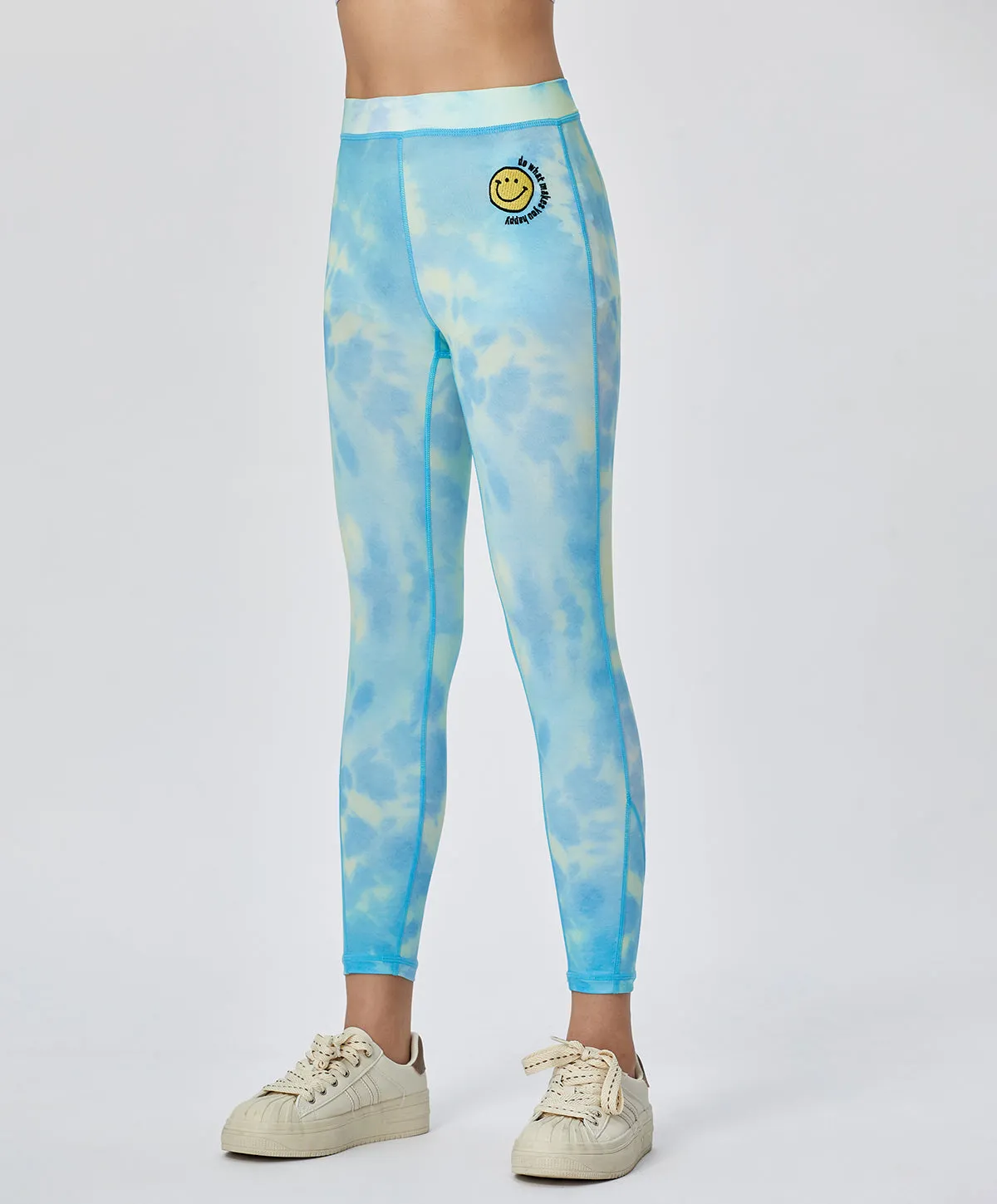 Energized Junior Artletes Printed Leggings with Smiley Face Patch