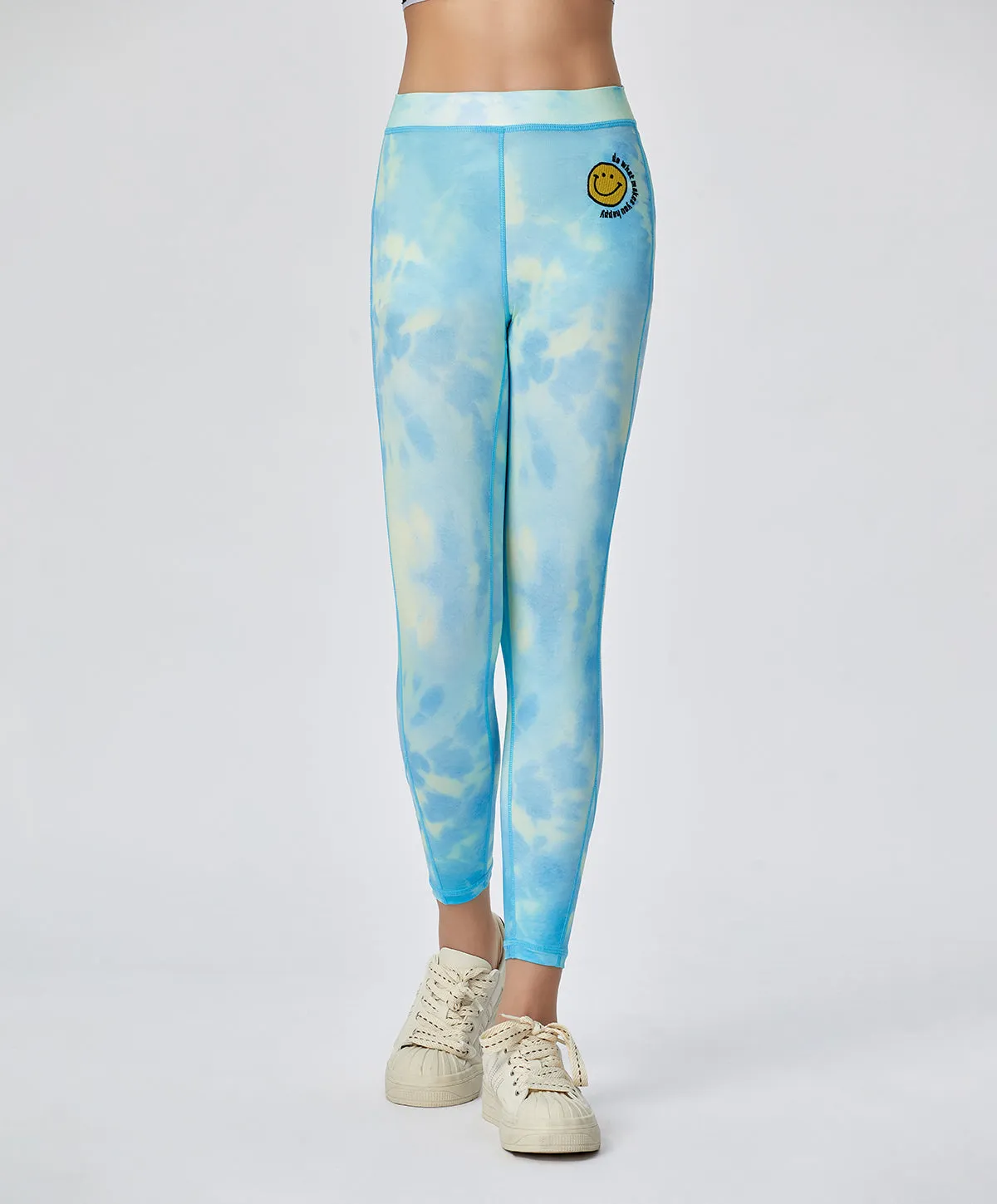 Energized Junior Artletes Printed Leggings with Smiley Face Patch