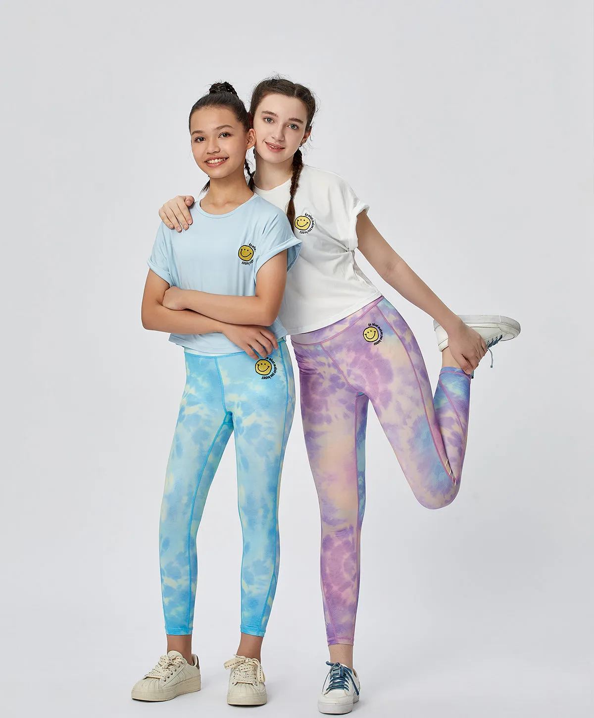 Energized Junior Artletes Printed Leggings with Smiley Face Patch